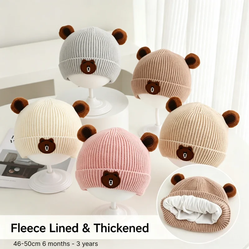 Knit Beanie Hat Warm - Bebek Kışlık Şapka 46-50cm 6 Ay