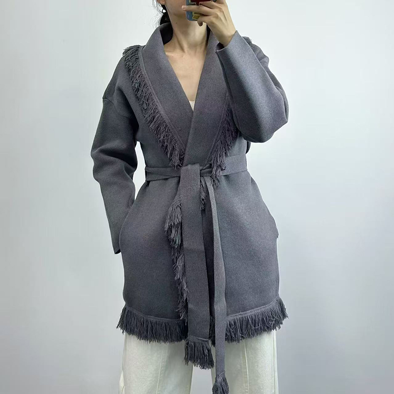 Bayanlar saçaklı uzun yün örgü - Wool Coat Peacoat incelemesi ve fiyatı