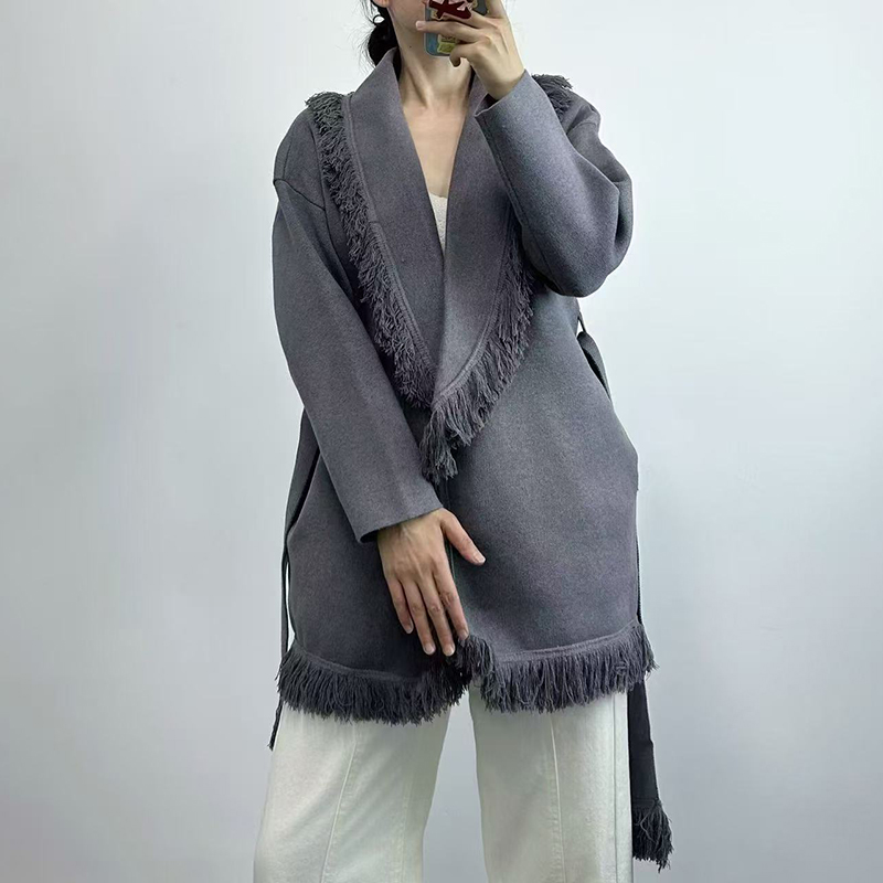 Bayanlar saçaklı uzun yün örgü - Wool Coat Peacoat incelemesi ve fiyatı